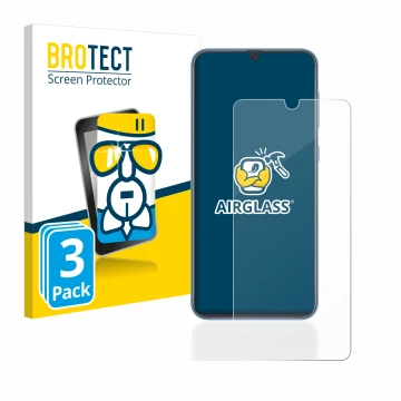 Face avant d’un emballage produit avec le logo de la marque BROTECT. À côté, l’appareil Samsung Galaxy A40 est représenté avec