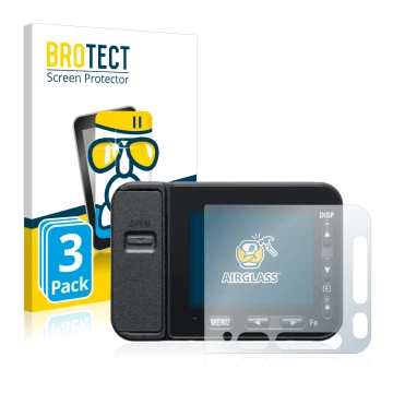 Face avant d’un emballage produit avec le logo de la marque BROTECT. À côté, l’appareil Sony DSC-RX0M2 (RX0 II) est représenté