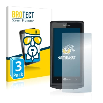 Face avant d’un emballage produit avec le logo de la marque BROTECT. À côté, l’appareil Orderman 5 est représenté avec la prot
