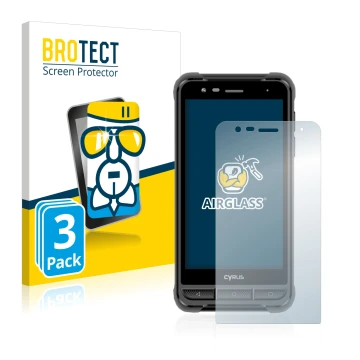 Face avant d’un emballage produit avec le logo de la marque BROTECT. À côté, l’appareil Cyrus CS22 XA est représenté avec la p