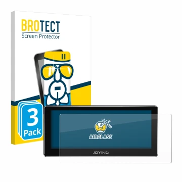 Face avant d’un emballage produit avec le logo de la marque BROTECT. À côté, l’appareil Joying 4G Car Radio 8.8