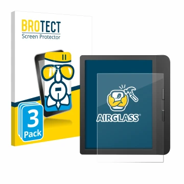 Face avant d’un emballage produit avec le logo de la marque BROTECT. À côté, l’appareil Tolino Vision 5 est représenté avec la