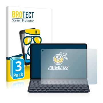 Face avant d’un emballage produit avec le logo de la marque BROTECT. À côté, l’appareil Huawei MatePad Pro (2019) est représen