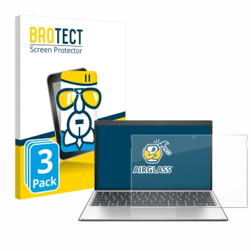 Face avant d’un emballage produit avec le logo de la marque BROTECT. À côté, l’appareil HP Elite x2 G4 est représenté avec la 