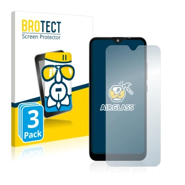 Face avant d’un emballage produit avec le logo de la marque BROTECT. À côté, l’appareil Gigaset GS110 est représenté avec la p