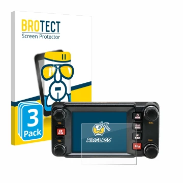 Face avant d’un emballage produit avec le logo de la marque BROTECT. À côté, l’appareil Yaesu FTM-400XDR est représenté avec l