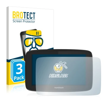Face avant d’un emballage produit avec le logo de la marque BROTECT. À côté, l’appareil TomTom Go Professional 520 est représe