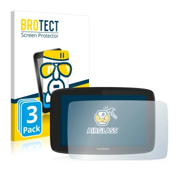 Face avant d’un emballage produit avec le logo de la marque BROTECT. À côté, l’appareil TomTom Go Professional 620 est représe