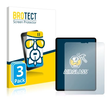 Face avant d’un emballage produit avec le logo de la marque BROTECT. À côté, l’appareil Apple iPad Pro 11