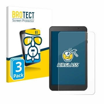 Face avant d’un emballage produit avec le logo de la marque BROTECT. À côté, l’appareil Vankyo MatrixPad S8 est représenté ave