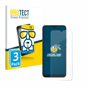 Face avant d’un emballage produit avec le logo de la marque BROTECT. À côté, l’appareil Motorola Moto G9 Play est représenté a