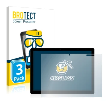 Face avant d’un emballage produit avec le logo de la marque BROTECT. À côté, l’appareil Chuwi UBook X est représenté avec la p