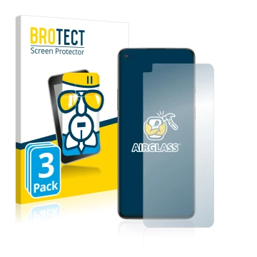 Face avant d’un emballage produit avec le logo de la marque BROTECT. À côté, l’appareil OnePlus 8T est représenté avec la prot