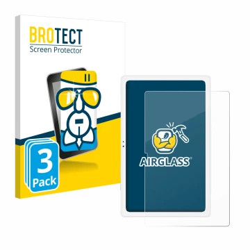 Face avant d’un emballage produit avec le logo de la marque BROTECT. À côté, l’appareil Samsung Galaxy Tab A7 10.4 WiFi 2020 e