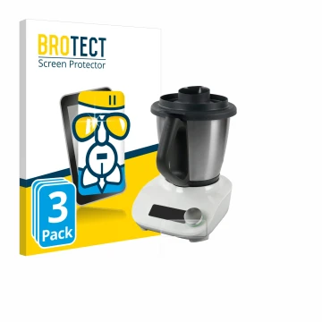 Face avant d’un emballage produit avec le logo de la marque BROTECT. À côté, l’appareil Vorwerk Thermomix Friend est représent