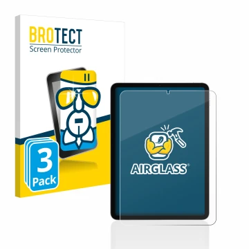 Face avant d’un emballage produit avec le logo de la marque BROTECT. À côté, l’appareil Apple iPad Air 4 WiFi 2020 (4ème Gen.)