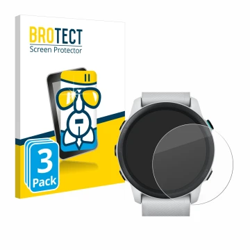 Face avant d’un emballage produit avec le logo de la marque BROTECT. À côté, l’appareil Garmin Forerunner 745 est représenté a