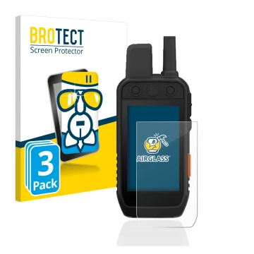 Face avant d’un emballage produit avec le logo de la marque BROTECT. À côté, l’appareil Garmin Alpha 200 K est représenté avec