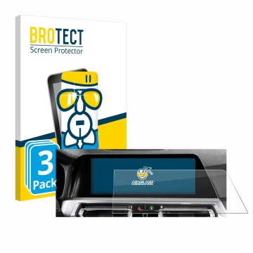 Face avant d’un emballage produit avec le logo de la marque BROTECT. À côté, l’appareil BMW 3 G20 Limousine 2018 Infotainment 