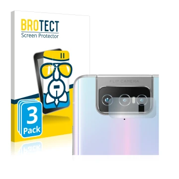 Face avant d’un emballage produit avec le logo de la marque BROTECT. À côté, l’appareil ASUS Zenfone 7 Pro ZS671KS (Caméra UNI