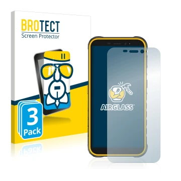 Face avant d’un emballage produit avec le logo de la marque BROTECT. À côté, l’appareil Ulefone Armor X8 est représenté avec l