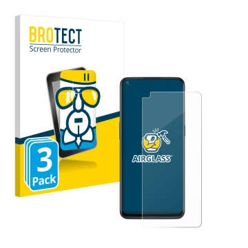 Face avant d’un emballage produit avec le logo de la marque BROTECT. À côté, l’appareil OnePlus Nord N10 5G est représenté ave