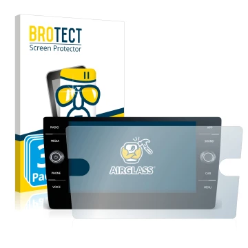 Face avant d’un emballage produit avec le logo de la marque BROTECT. À côté, l’appareil Volkswagen T-Roc United TSI 2020 Disco