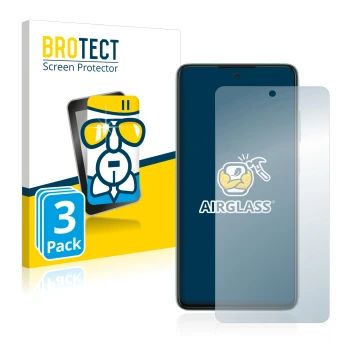 Face avant d’un emballage produit avec le logo de la marque BROTECT. À côté, l’appareil Samsung Galaxy A52 est représenté avec