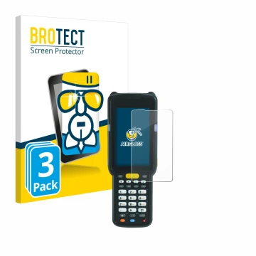 Face avant d’un emballage produit avec le logo de la marque BROTECT. À côté, l’appareil Zebra MC3300X est représenté avec la p