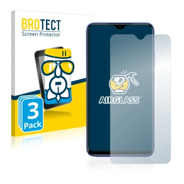 Face avant d’un emballage produit avec le logo de la marque BROTECT. À côté, l’appareil Xiaomi Redmi 9T est représenté avec la