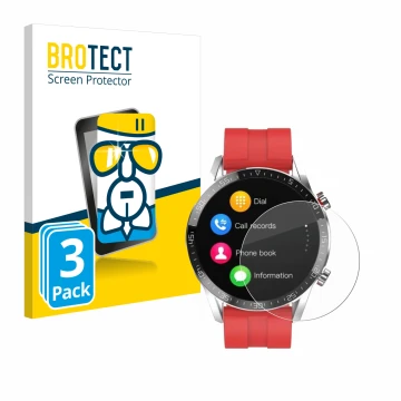 Face avant d’un emballage produit avec le logo de la marque BROTECT. À côté, l’appareil Gentleman Smartwatch est représenté av