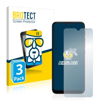 Face avant d’un emballage produit avec le logo de la marque BROTECT. À côté, l’appareil Motorola Moto G10 est représenté avec 