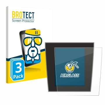 Face avant d’un emballage produit avec le logo de la marque BROTECT. À côté, l’appareil Porsche Taycan 2021 Infotainment Syste