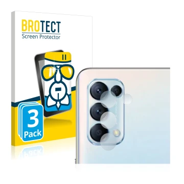 Face avant d’un emballage produit avec le logo de la marque BROTECT. À côté, l’appareil Oppo Find X3 Lite (Caméra UNIQUEMENT) 