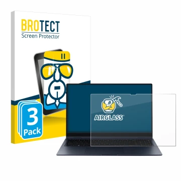 Face avant d’un emballage produit avec le logo de la marque BROTECT. À côté, l’appareil Samsung Galaxy Book Pro 360 15