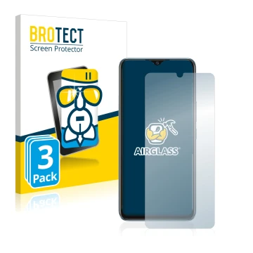Face avant d’un emballage produit avec le logo de la marque BROTECT. À côté, l’appareil Vivo Y70 est représenté avec la protec