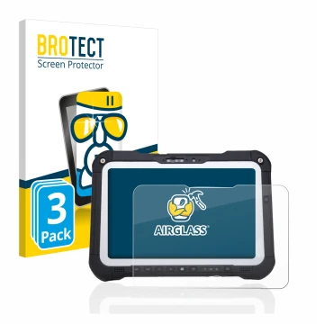 Face avant d’un emballage produit avec le logo de la marque BROTECT. À côté, l’appareil Panasonic Toughbook FZ-G2 est représen