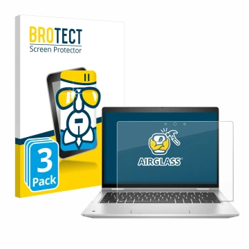 Face avant d’un emballage produit avec le logo de la marque BROTECT. À côté, l’appareil HP ProBook x360 435 G8 est représenté 