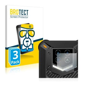 Face avant d’un emballage produit avec le logo de la marque BROTECT. À côté, l’appareil Oukitel WP15 5G (Caméra UNIQUEMENT) es