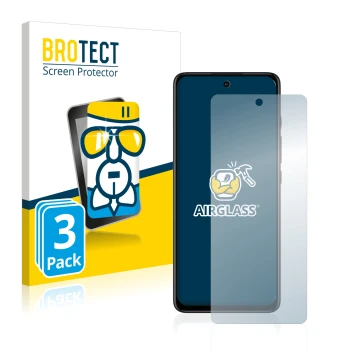 Face avant d’un emballage produit avec le logo de la marque BROTECT. À côté, l’appareil Motorola Moto G60S est représenté avec