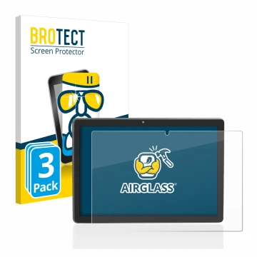 Face avant d’un emballage produit avec le logo de la marque BROTECT. À côté, l’appareil Majestic Tab-912 4G est représenté ave