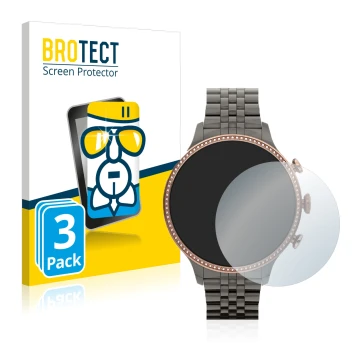 Face avant d’un emballage produit avec le logo de la marque BROTECT. À côté, l’appareil Fossil Gen 6 (42mm) est représenté ave
