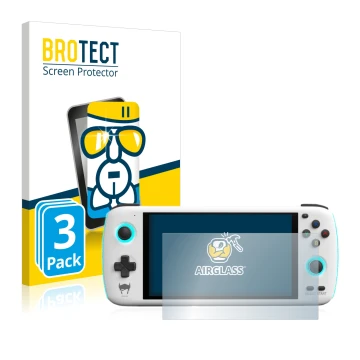 Face avant d’un emballage produit avec le logo de la marque BROTECT. À côté, l’appareil AYN Odin est représenté avec la protec