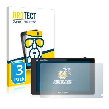 Face avant d’un emballage produit avec le logo de la marque BROTECT. À côté, l’appareil Feelworld LUT6S 6