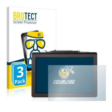 Face avant d’un emballage produit avec le logo de la marque BROTECT. À côté, l’appareil Signotec Pen Display Delta (Touch) est