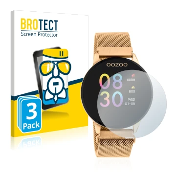 Face avant d’un emballage produit avec le logo de la marque BROTECT. À côté, l’appareil Oozoo Q00117 est représenté avec la pr