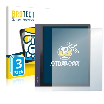 Face avant d’un emballage produit avec le logo de la marque BROTECT. À côté, l’appareil Boox Note Air 2 est représenté avec la