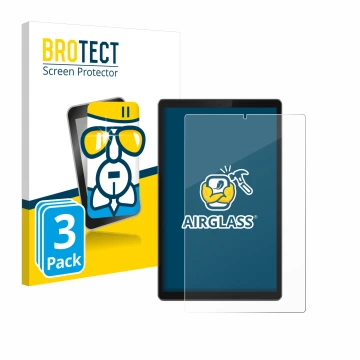 Face avant d’un emballage produit avec le logo de la marque BROTECT. À côté, l’appareil Lenovo Tab TB-X306F est représenté ave