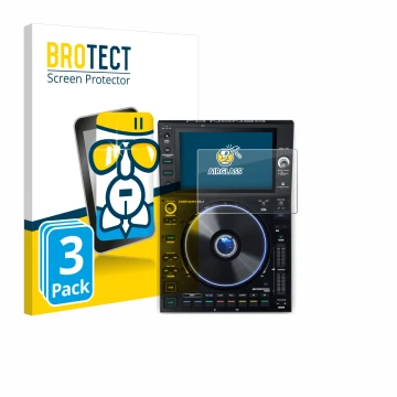 Face avant d’un emballage produit avec le logo de la marque BROTECT. À côté, l’appareil Denon DJ SC6000 Prime est représenté a