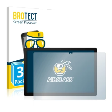 Face avant d’un emballage produit avec le logo de la marque BROTECT. À côté, l’appareil Samsung Galaxy Tab A8 LTE est représen